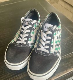 Green And White Checkered Vans Size 7 Youth