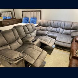 *Free Orlando Area Delivery*---Barcelona Gray Fabric Reclining 3 Piece Living Room Sets---Now $1399---Wow!!!