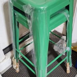 New 2 Commercial Grade 30" High Backless Green Metal Indoor-Outdoor Barstool 