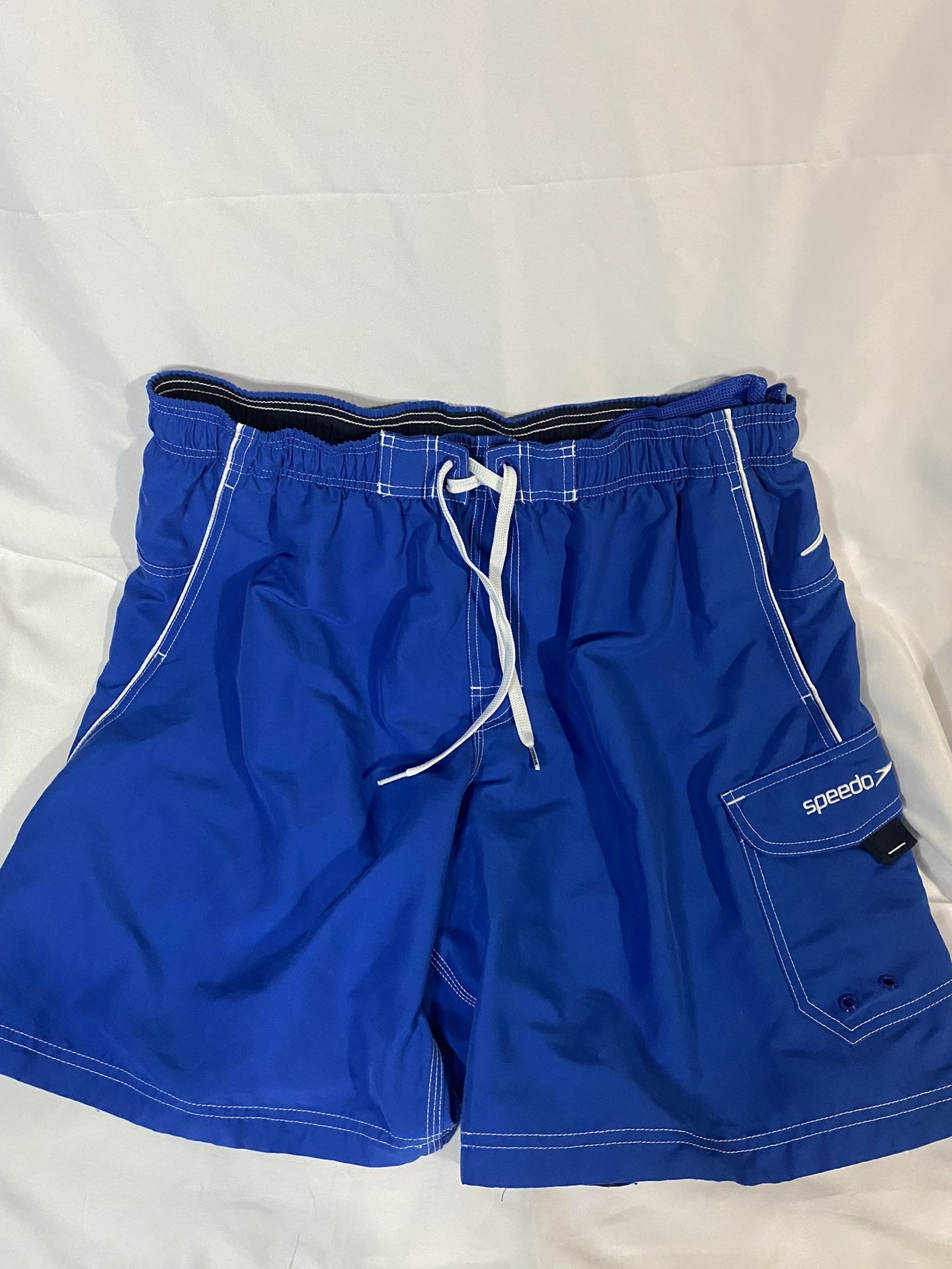 Speedo Men's Performance Marina 9" Swim Trunks XL Blue White