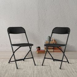 NEW Commercial-Grade Black Plastic Folding Chair – Lightweight, Durable for Events, Parties, Picnics