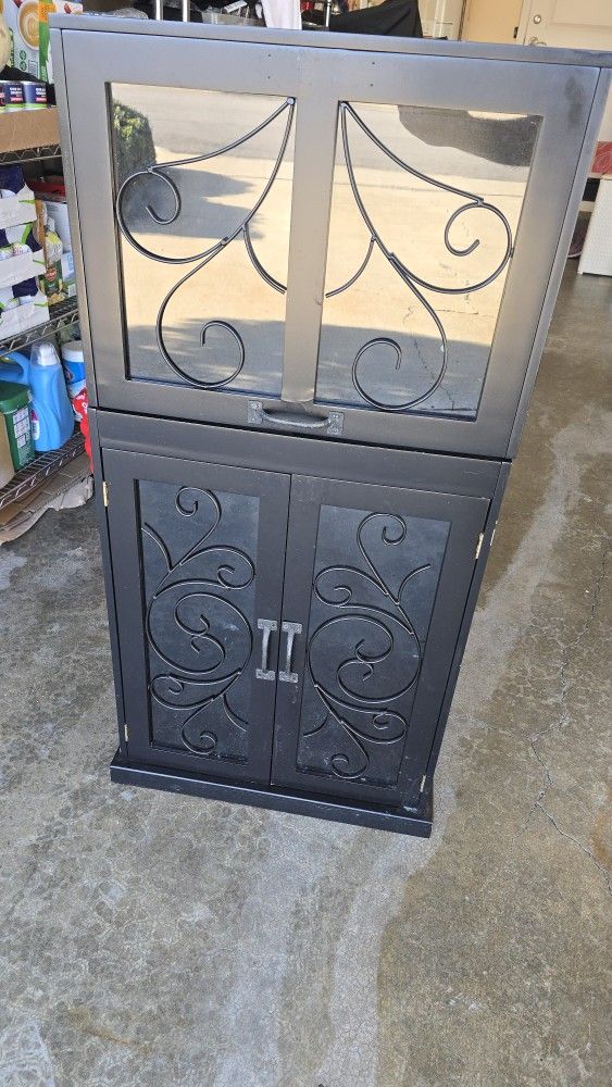 Black Decorative Bar / Cabinet w/ scroll work