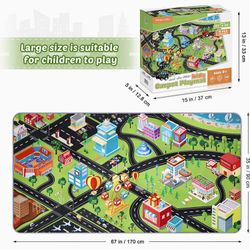 *NEW* 6 Pack Pullback Cars - Learn & Have Fun & Educational Play Mat Rug Great for Children Bedroom