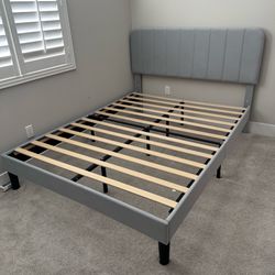 Queen Size Gray Upholstery Bed Frame Very Clean and Excellent Condition Like New