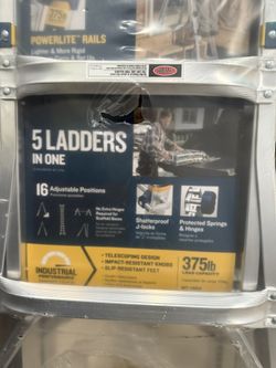 5 in 1 Multi Position Pro 14 ft. Reach Aluminum Adjustable Multi Position Ladder, 375 lb. Load Capacity Type IAA Duty