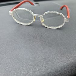 Iced Out White Gold Clear Lens Glasses 