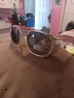 Polarized Sunglasses Clear Frame Orange Accent