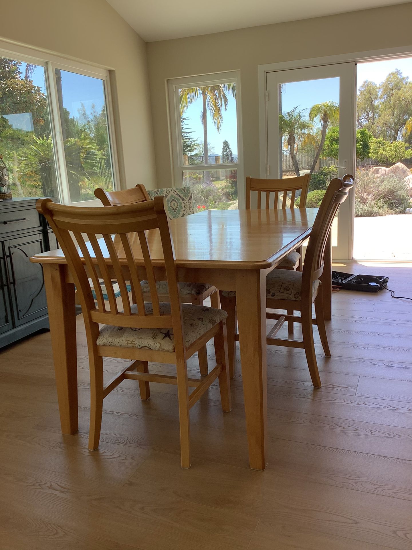 Solid Wood Kitchen Table 60” With Leaf & 4 Chairs