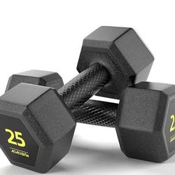 NEW 25LB Pair of Hex Dumbbells, PVC Encase Coating, Free Weight Dumbbell Set for Strength Training