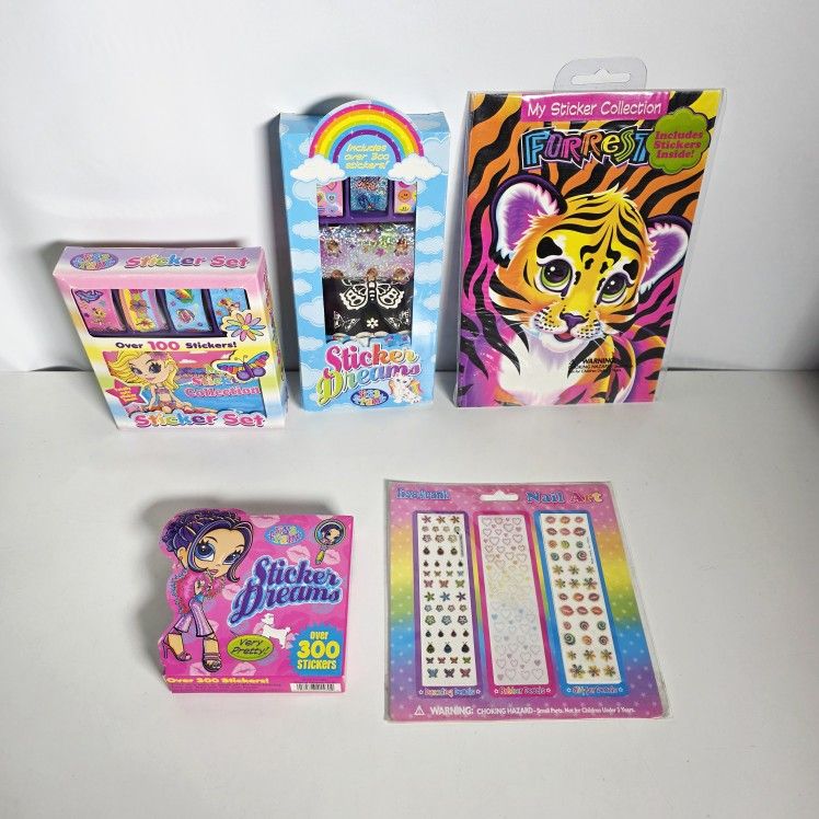 LOT OF 5 LISA FRANK COLLECTABLE STICKERS. NEW. 
