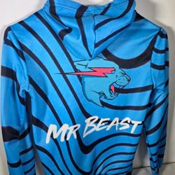 MR BEAST Sweatshirt With Blue Hoodie with Front Pockets.  Size Boys 12/14