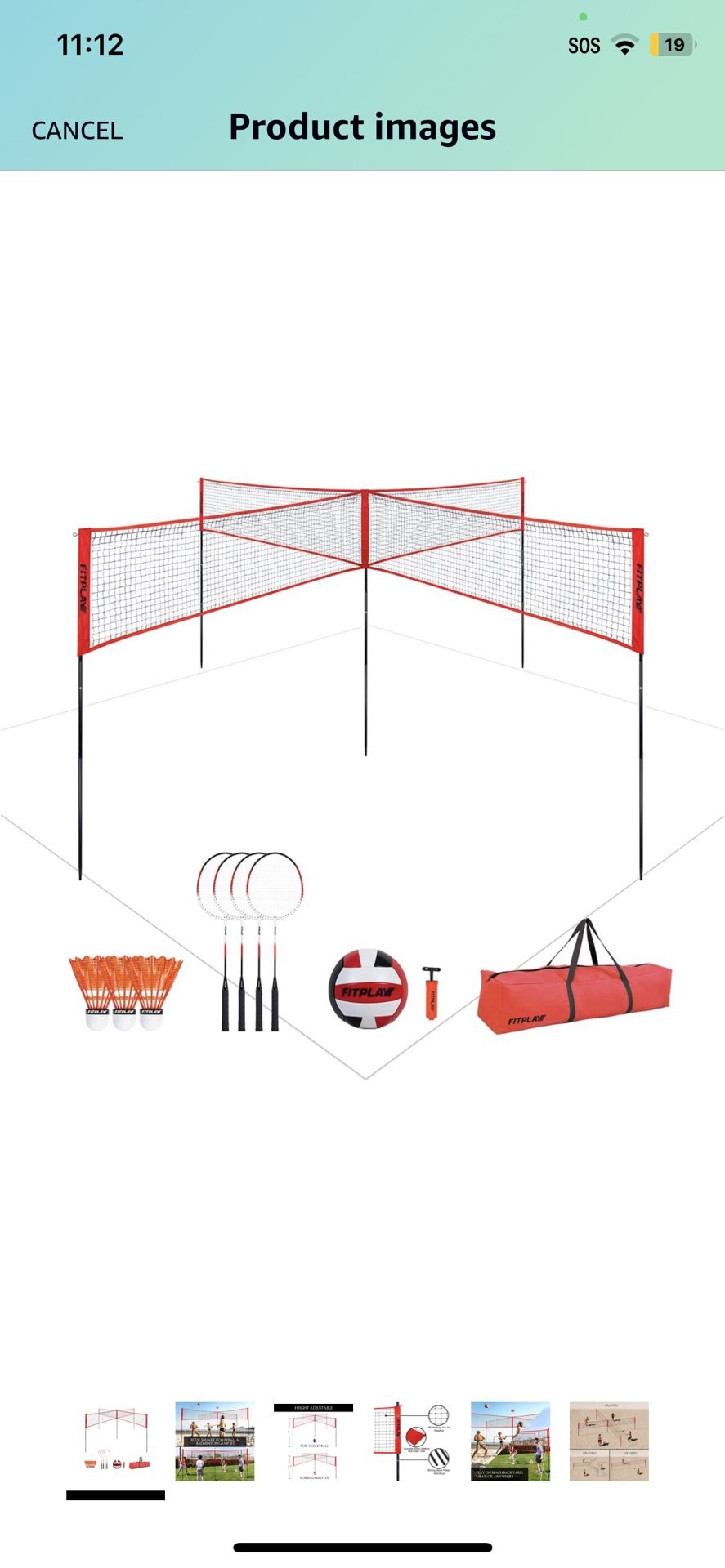 FITPLAY Four Square Volleyball/Badminton Net Set, Adjustable Height 4 Way Volleyball Net for Backyard, Easy Set Up Portable Volleyball Net Outdoor for