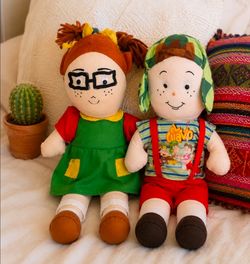 Vintage El Chavo & La Chilindrina Plush Dolls | Mexican TV Collectibles