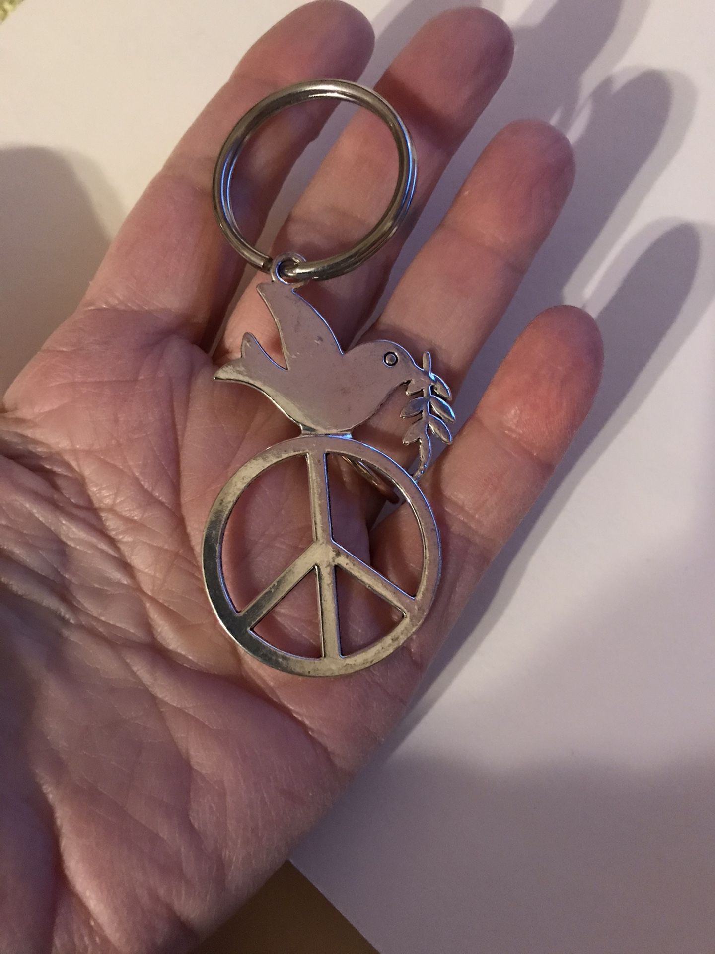 Peace charm key ring