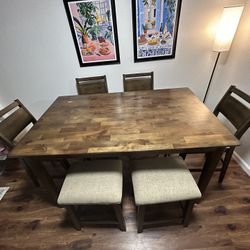 Dining Table Set (4 Chairs, 2 Stools)