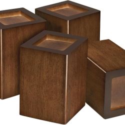 4 inch Wood Bed Risers Set of 4, Square Furniture Risers Couch Risers Heavy Duty Bed Lifters Brown Bed Frame Risers Blocks for Sofa, Chair …    New. (