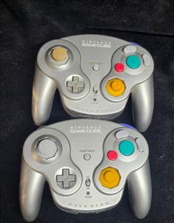 2 Nintendo Gamecube Wavebird Wireless Controller - Platinum( No Dongle)