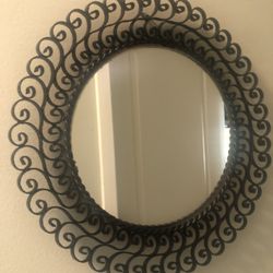 1960s, Mid Century Sunburst French Wrought Iron Wall Mirror