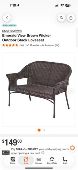 ❗️50% off msrp❗️Emerald View Brown Wicker Outdoor Stack Loveseat