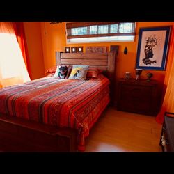 FREE- Solid Wood Queen Bed Frame ONLY Well Made Expensive Bedding Bedroom Sleep Sleeping  