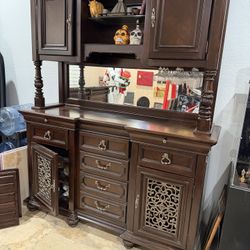 Dark wood hutch Bar buffet By Wynwood 2 Pc