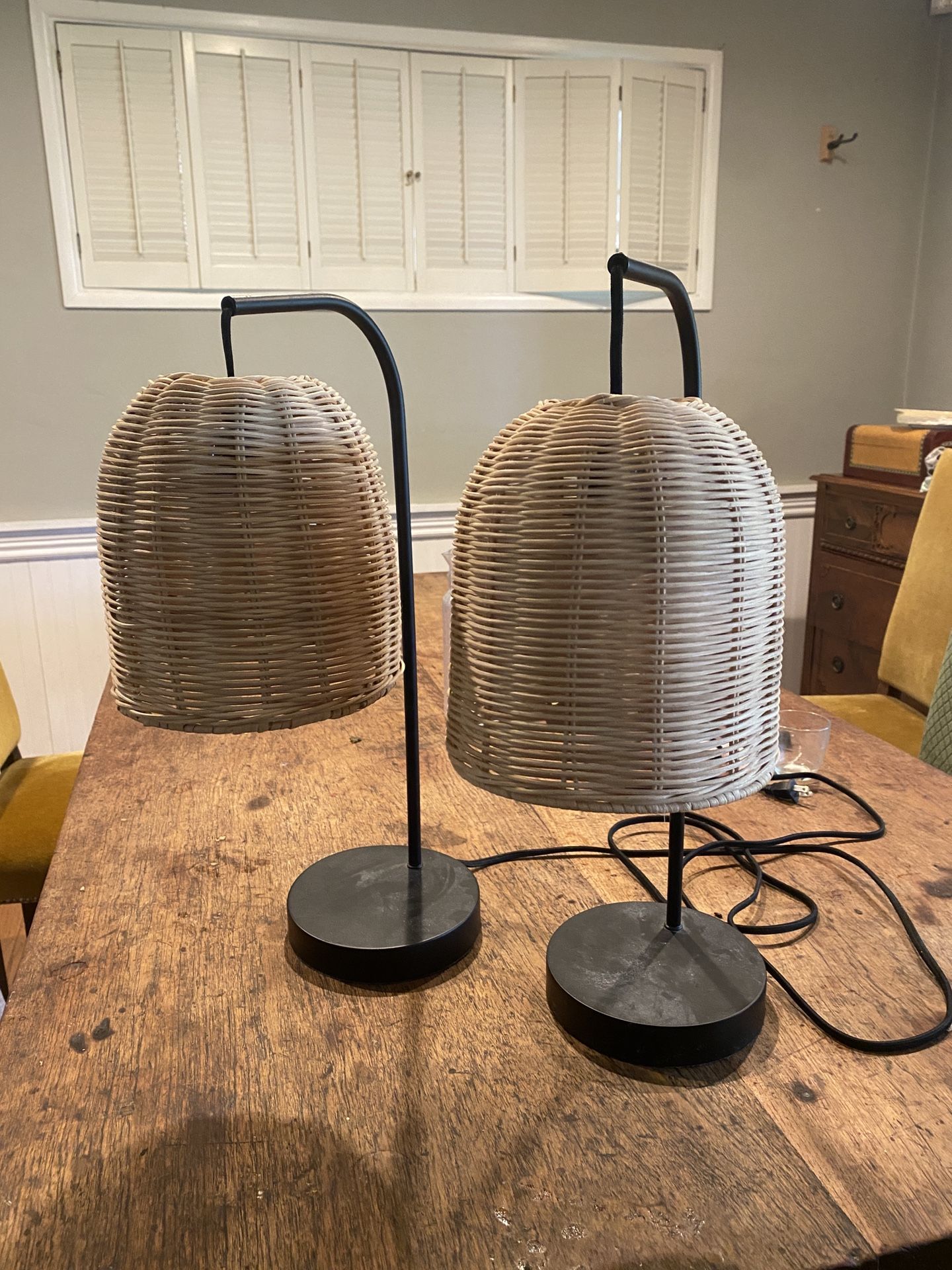 20.5”x7” Addison Rattan Table Lamp Threshold 2 Lamps