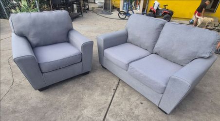 Gray Fabric Loveseat and Accent Chair Set