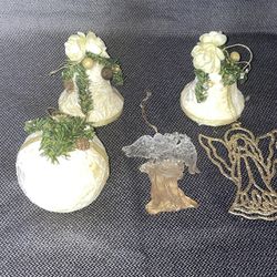 Christmas Ornament Lot- Ribbon Wrapped And Angels 