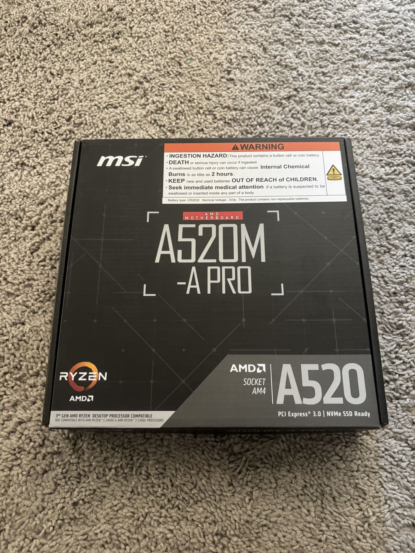 MSI A520M-A PRO Gaming Motherboard AMD Ryzen 5000 AM4 DDR4 PCIe Micro-ATX