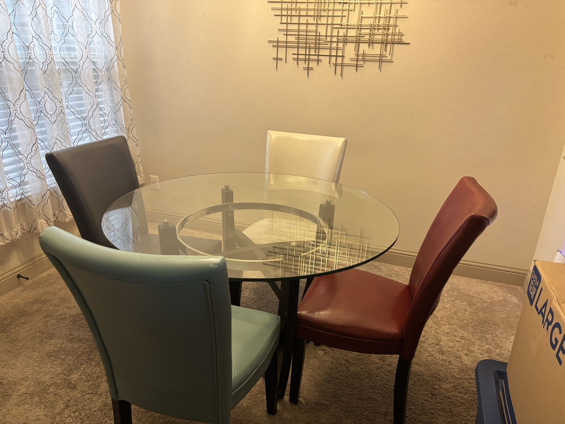Glass Table With 4 Chairs