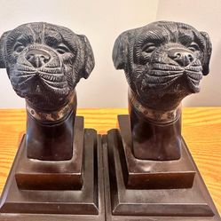 Antique English Bronze Bulldogs Bookends