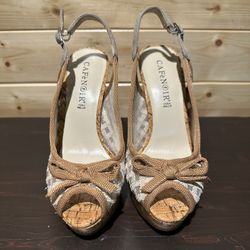 CAFé NOIR peep toe cork heel sandals size 35