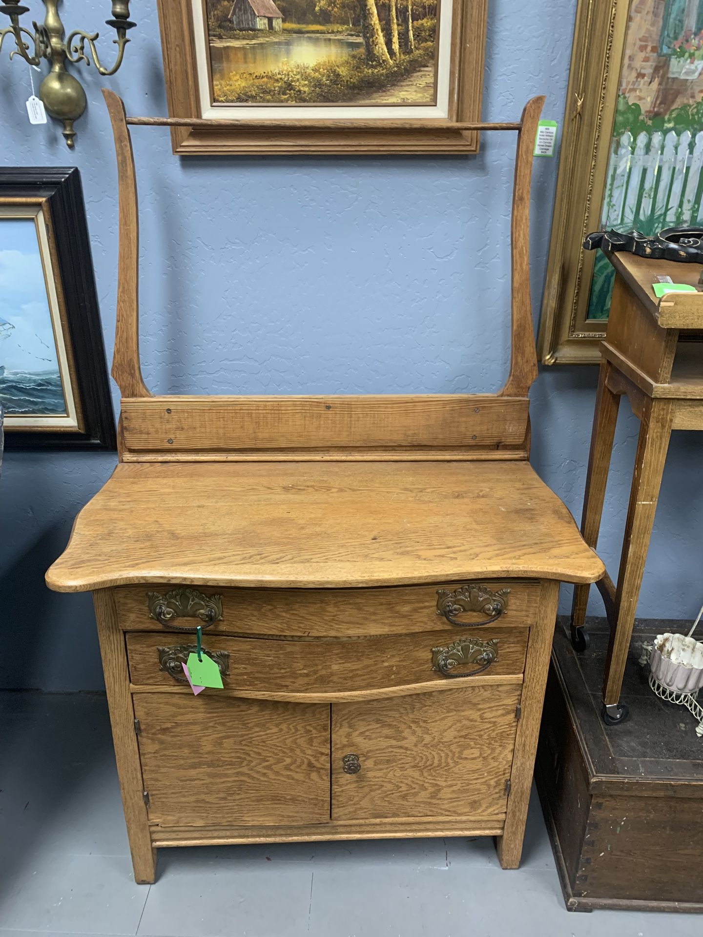 Antique Oak Washstand Cabinet