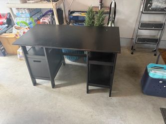 Black Wood Desk with Drawer