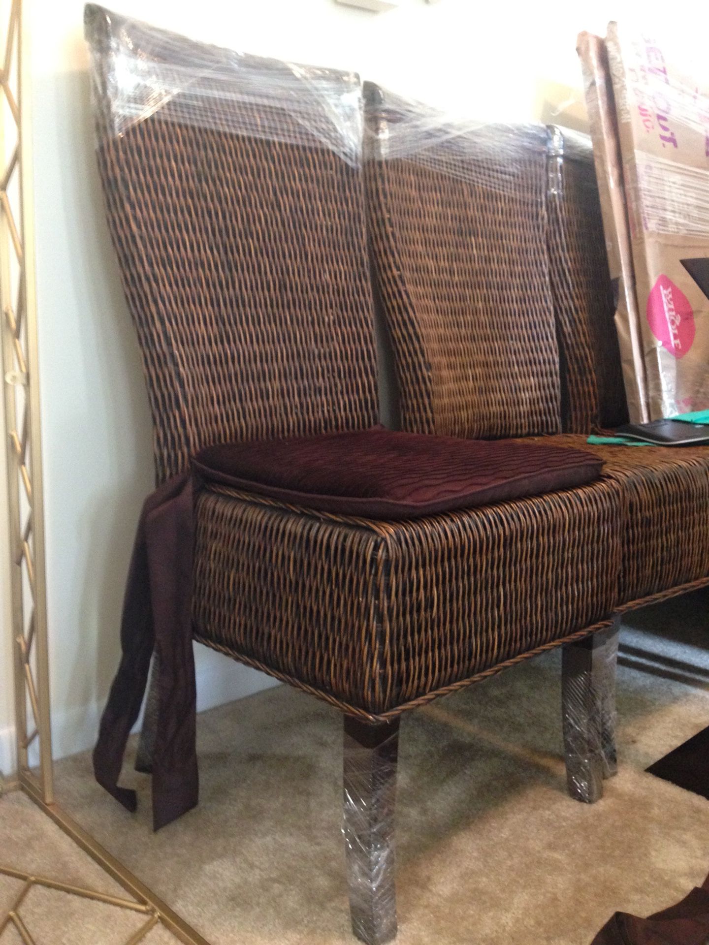 Pier 1 Imports Brown Rattan Dining Chairs