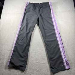 Vintage Nike Track Pants Women’s L Gray Pink Loose Fit Windbreaker Baggy #2158