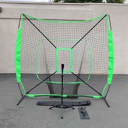 (New) $75 Baseball, Softball 7x7ft Practice (Net and Ball Tee Set) for Hitting Batting Training
