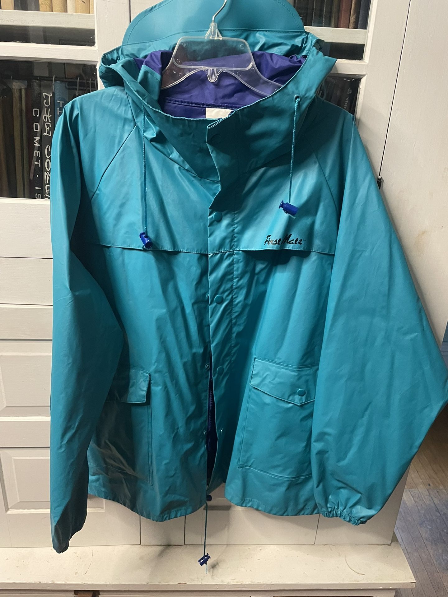 VTG Stearns First Mate Rain Wear Fishing Boating Jacket PVC Fisherman Size L VG