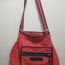 Marc By Marc Jacobs Pink Red Blue Canvas Text Pattern Print Shoulder Bag