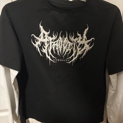 Black Graphic “Atrocity” Long Sleeve Layered Tee – Rare Streetwear