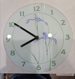 Vintage Corelle "Shadow Iris" Tempered Glass Wall Clock by Corning