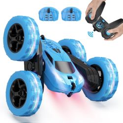 Remote Control Car for Kids Ages 6+, RC Cars Stunt Car Toy 4WD Double Sided 360° Rotating Remote Control with Headlights, Birthday Xmas Gifts for Boys
