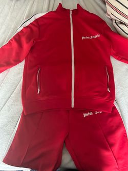 Palm Angels Red Track Jacket and Shorts Set