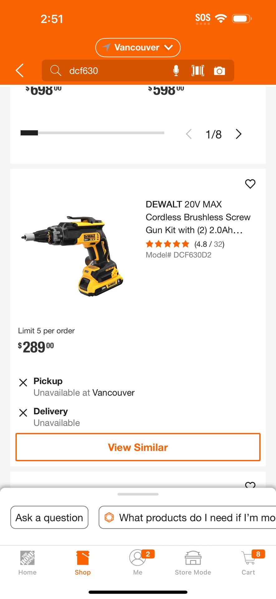 DEWALT 20V MAX Cordless Brushless Screw Gun with 2.0Ah Batteries,