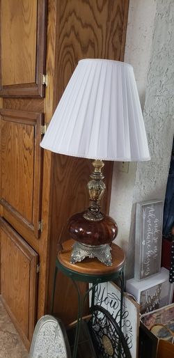 Vintage Mid Century Modern Lamps With Amber Glass
