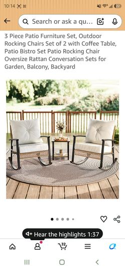 3 Piece Patio Furniture Set with Coffee table and Cushions