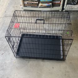 Foldable Metal Wire Dog Crate with Tray, Single Door, 30 x 19 x 21 in, Black