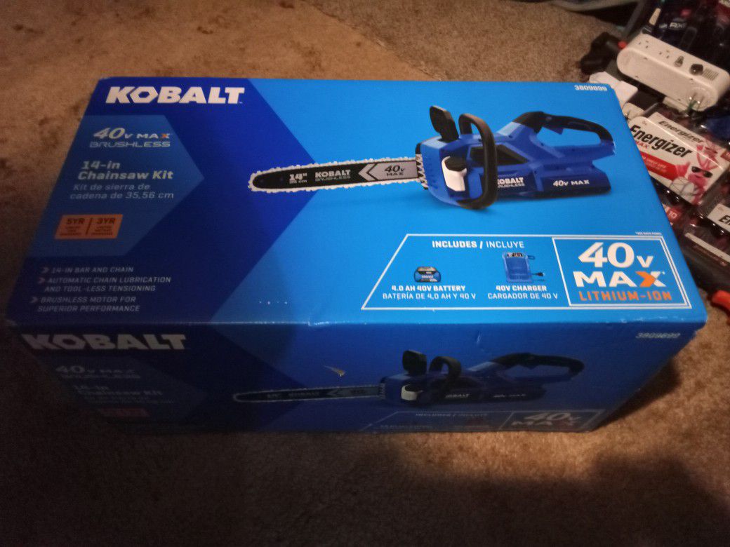 KOBALT 40v Max BRUSHLESS 14 Inch Chainsaw Brand New Never Been Used Retails For $274.99 Selling For $100