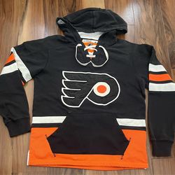 NHL CCM Philadelphia Flyers Laces Hoodie Small Jersey style hooded sweatshirt
