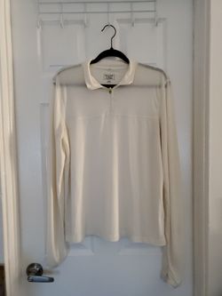 🤍 Abercrombie Cream Zip Pullover – Size Large – Comfy & Clean Fit 🧼